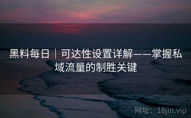 黑料每日｜可达性设置详解——掌握私域流量的制胜关键